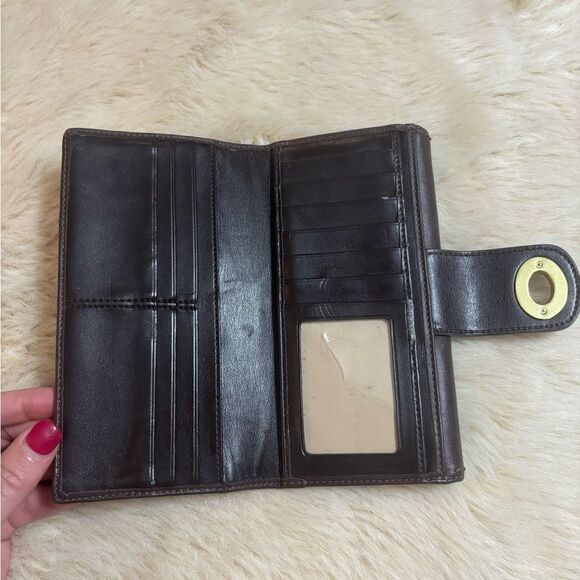 Vintage Coach Dark Brown Leather Wallet with Gold Turnlock - Picture 9 of 9